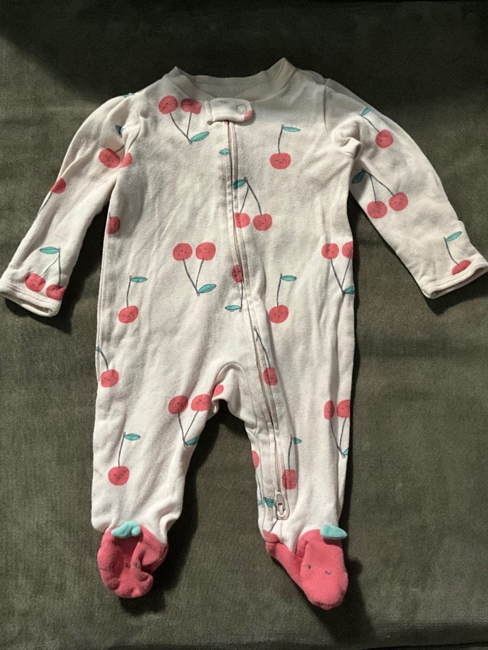 Carters Baby Girl Strawberry 100% Cotton 2-Way Zip Sleep & Play Pajamas - Pink